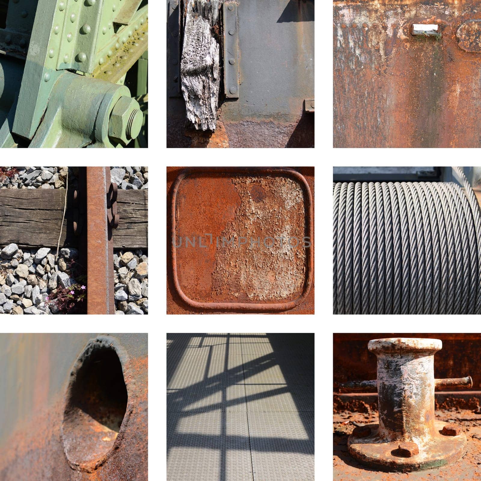 Rusty iron plate with rivets