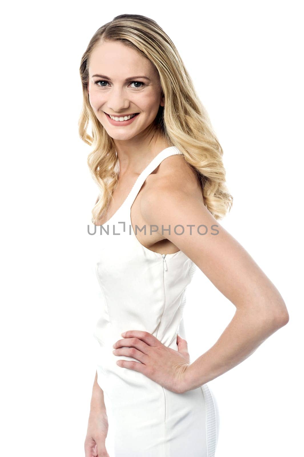 Smiling pretty girl posing to camera