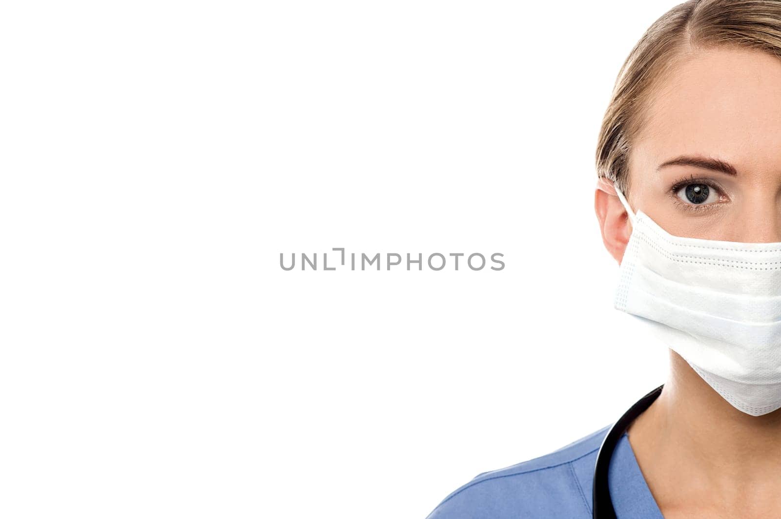 Cropped image of a female surgeon with surgical mask