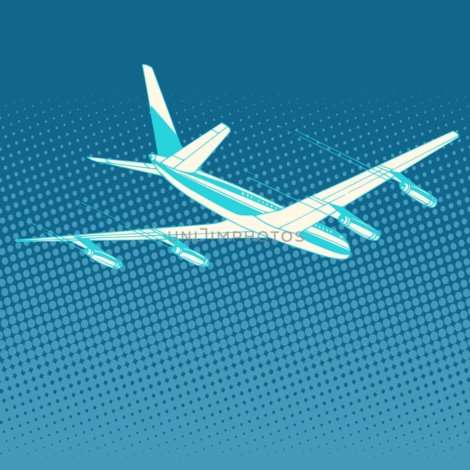 airplane flight travel tourism pop art retro style. Transportation for flights and trips. Technology and success