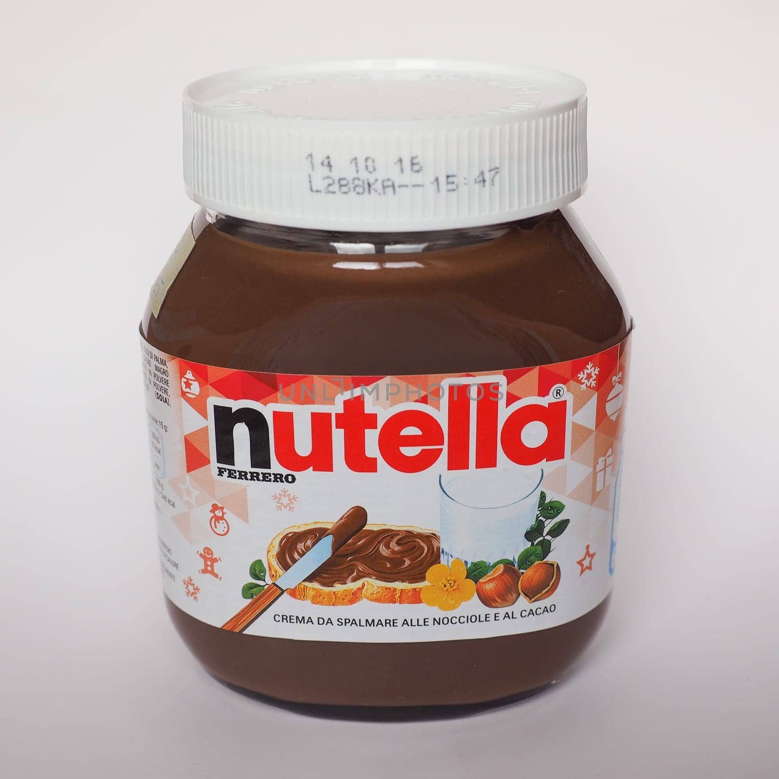 ALBA, ITALY - CIRCA DECEMBER 2015: Jar of Italian Nutella hazelnuts cream made by Ferrero