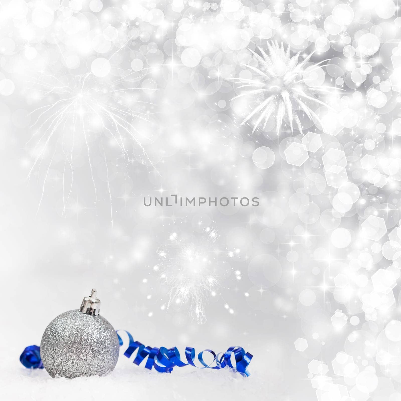 Sparkling Christmas background with blue baubles