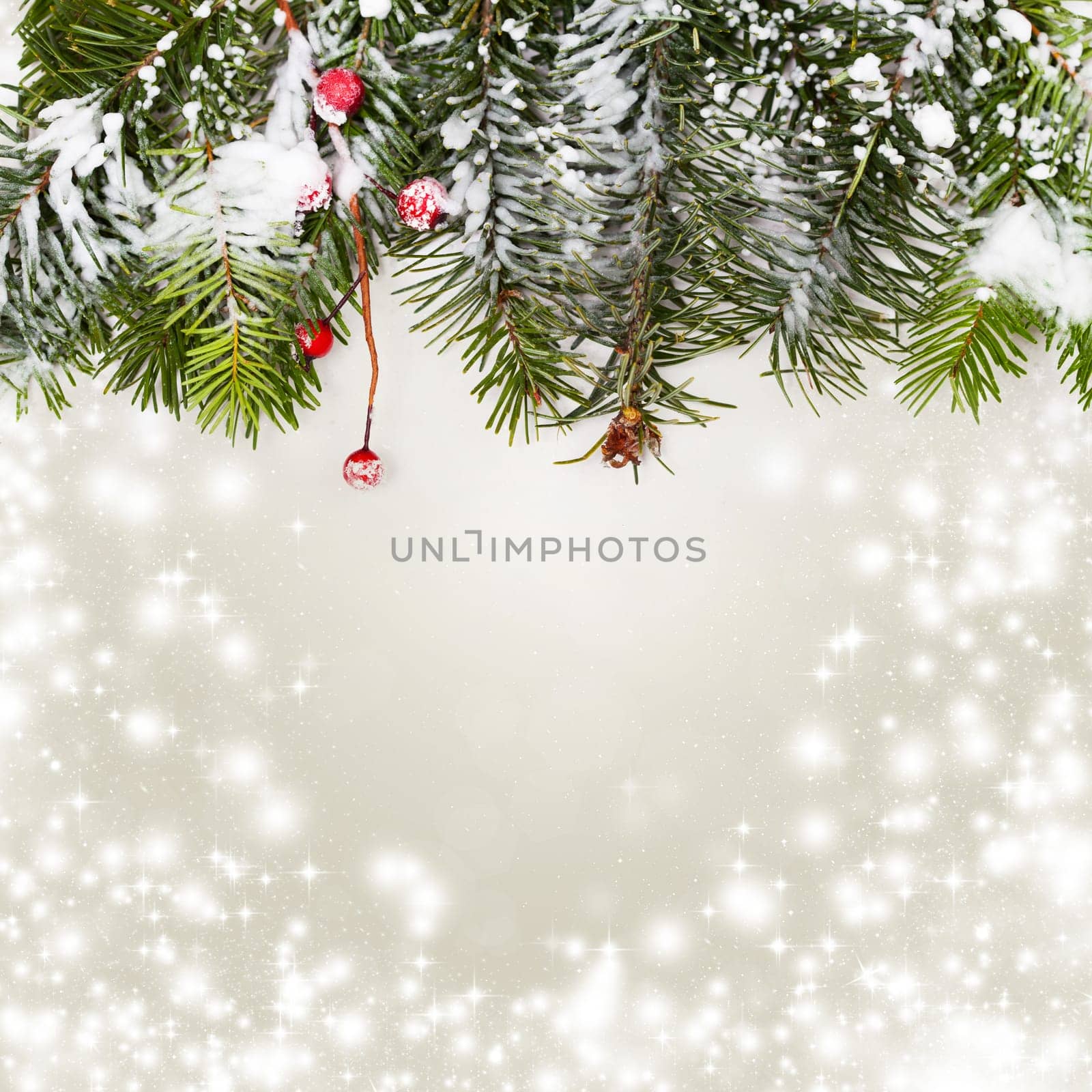 Sparkling Christmas background with red baubles