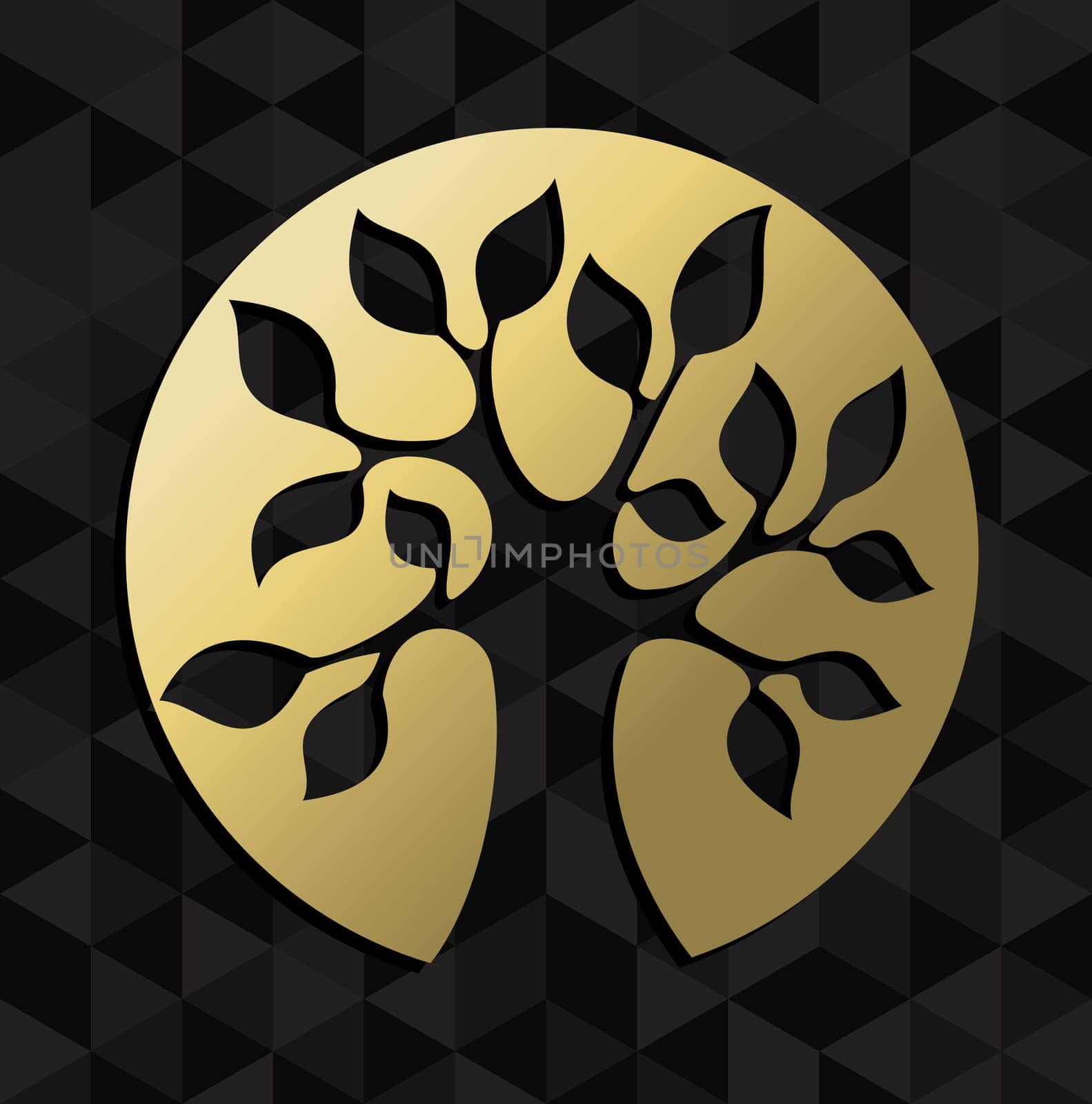 Gold life tree badge icon illustration, concept design. EPS10 vector.