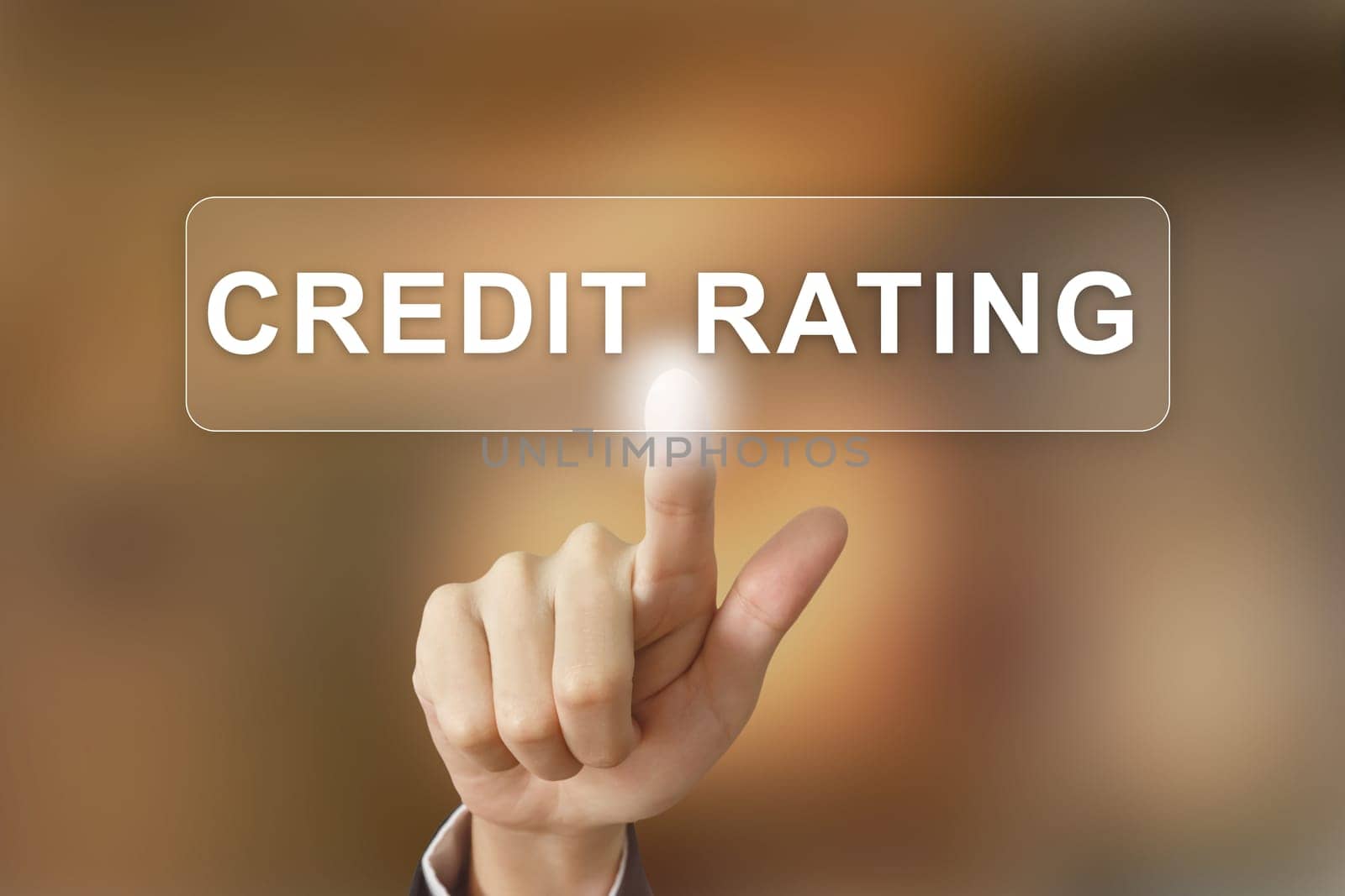 business hand pushing credit rating button on blurred background