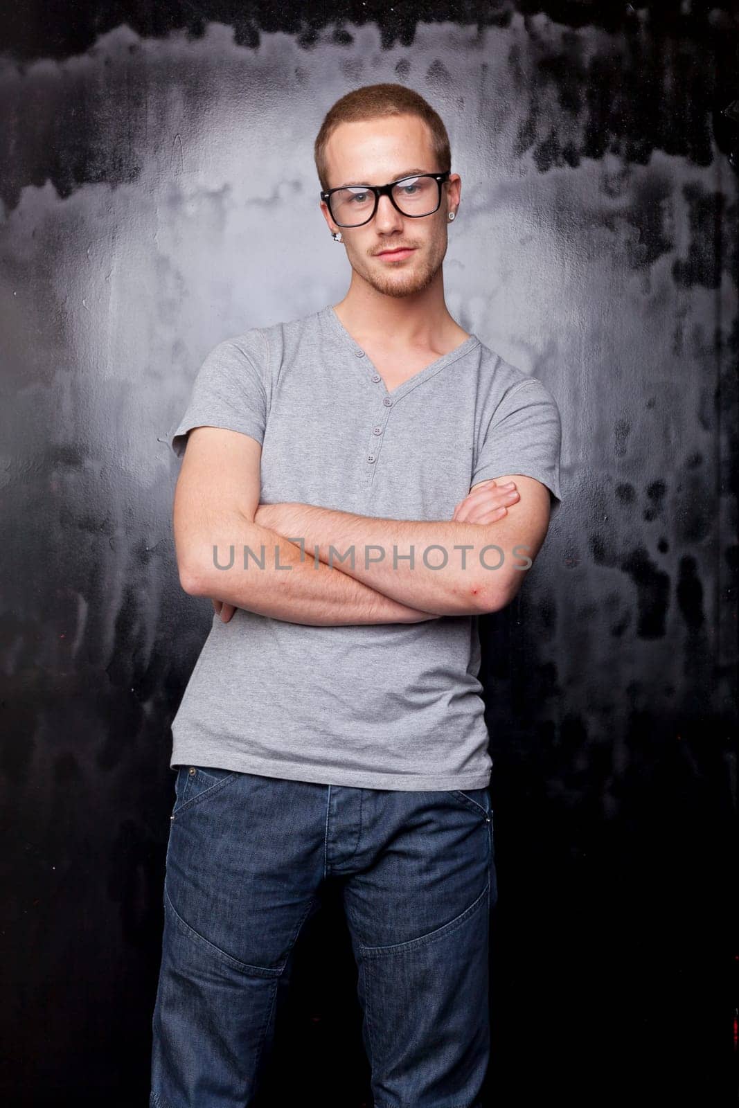 Good looking men, studio shot, metrosexual gay, casual clothing