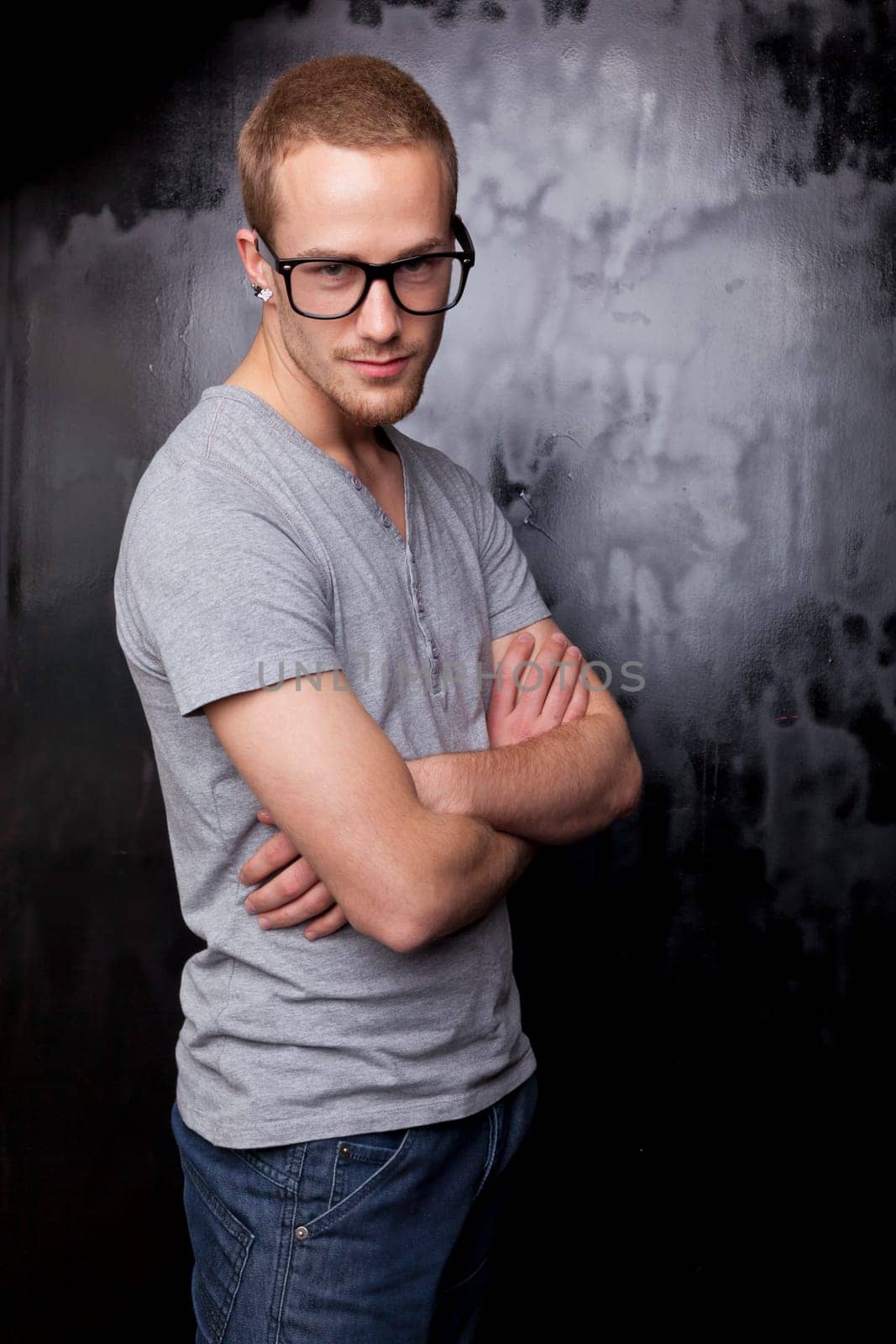 Good looking men, studio shot, metrosexual gay, casual clothing