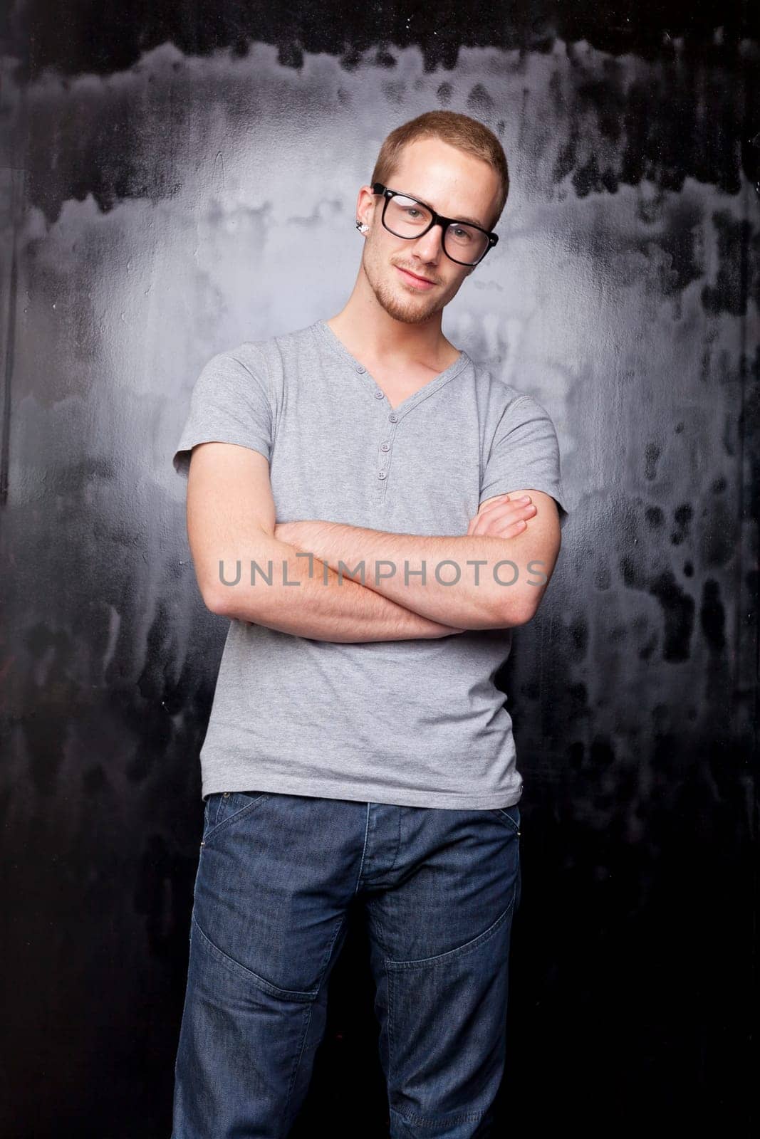 Good looking men, studio shot, metrosexual gay, casual clothing
