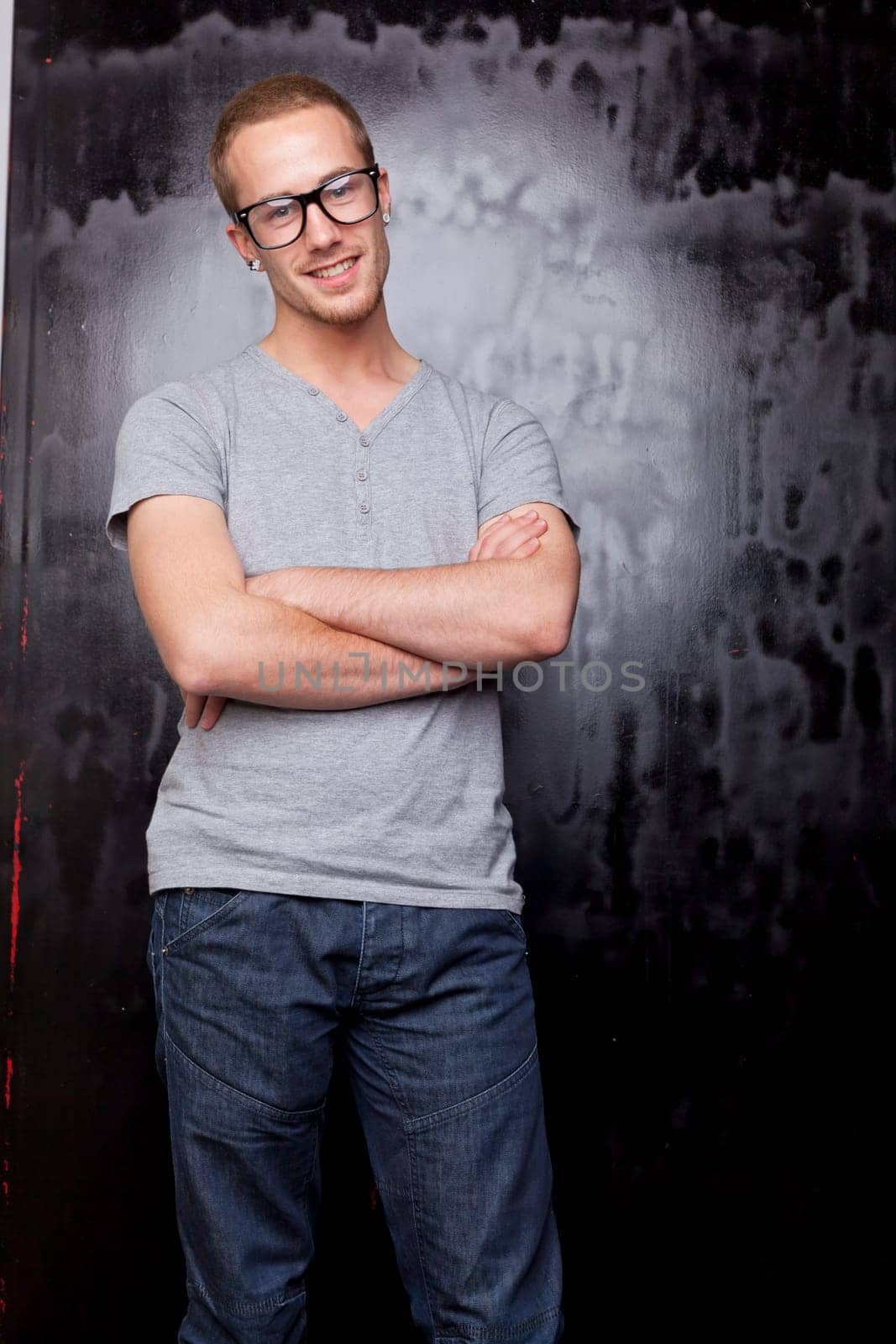 Good looking men, studio shot, metrosexual gay, casual clothing