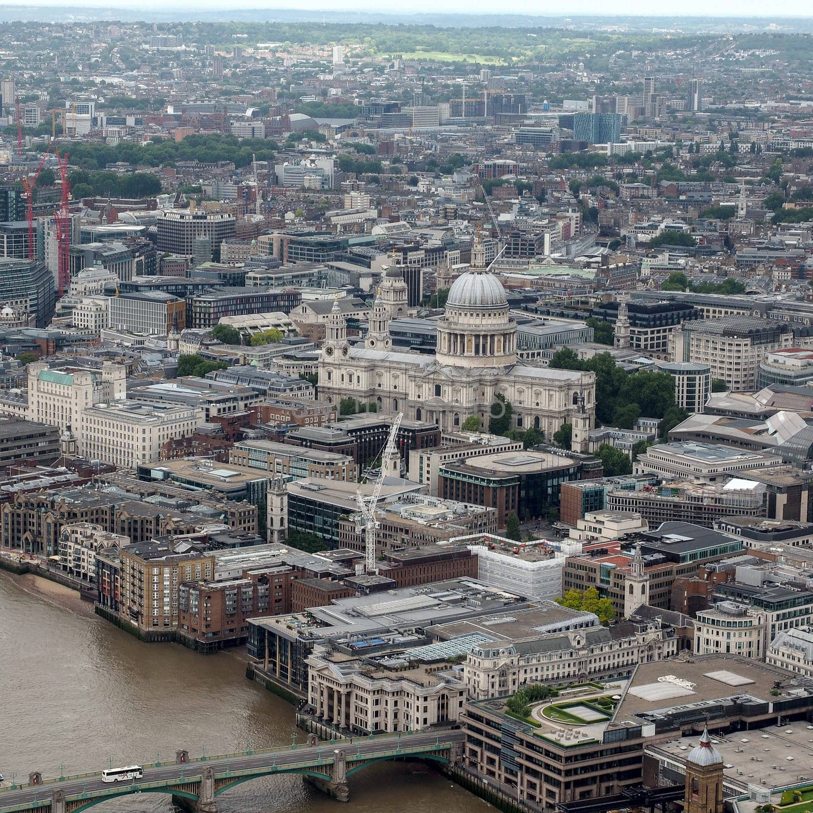 LONDON, UK - JUNE 10, 2015: Aerial view of St Paul cathedral