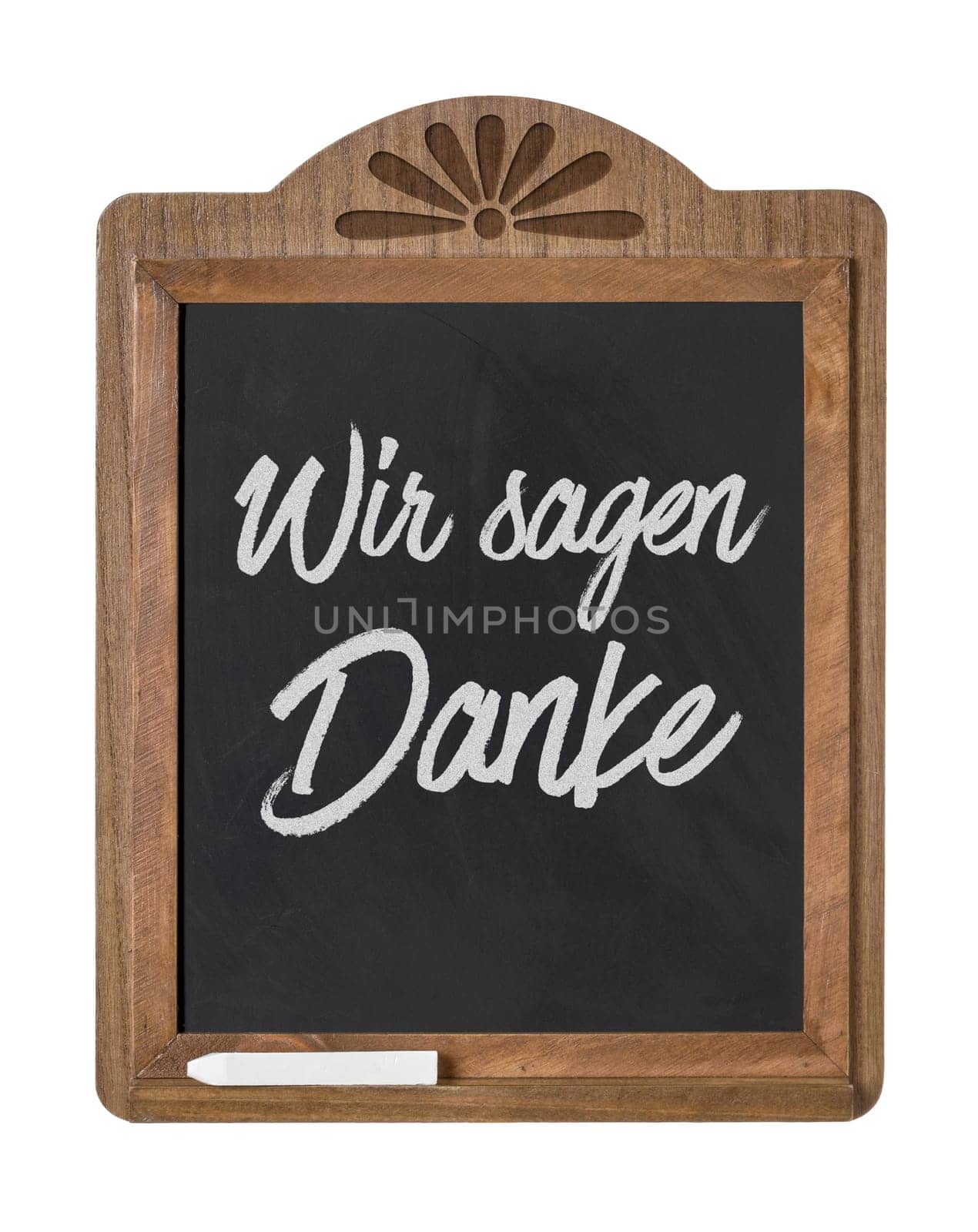 Chalkboard with the caption We say thank you
