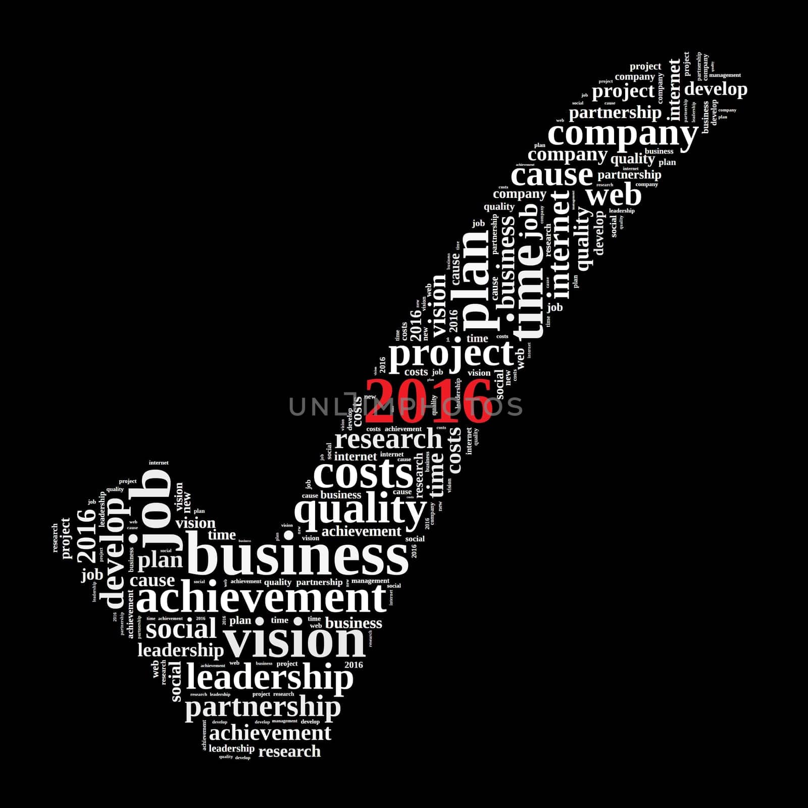 2016 goals word cloud concept over dark background
