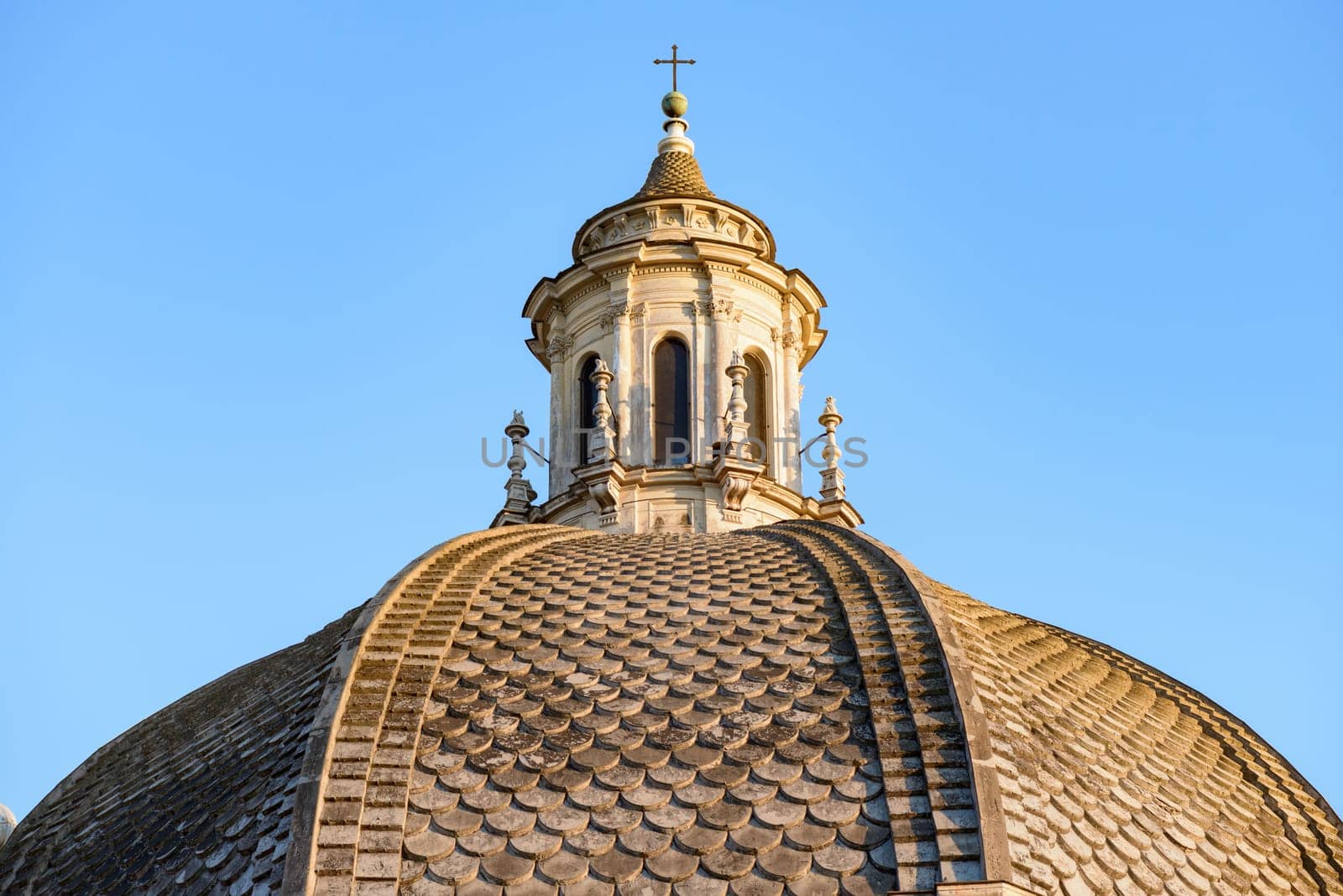 the dome of one of the twins church in Popolo square in Rome