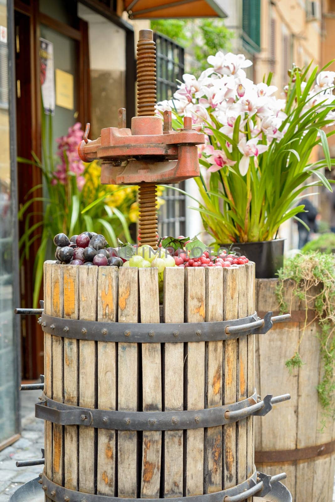 press to crush the grapes and make wine with nice composition of flowers