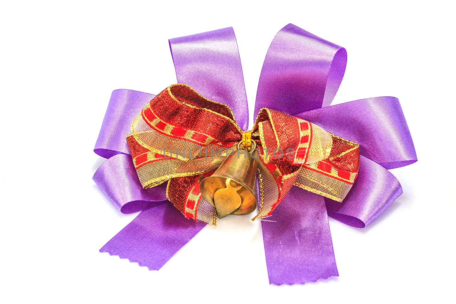 bell and ribbon with bow isolated on white
