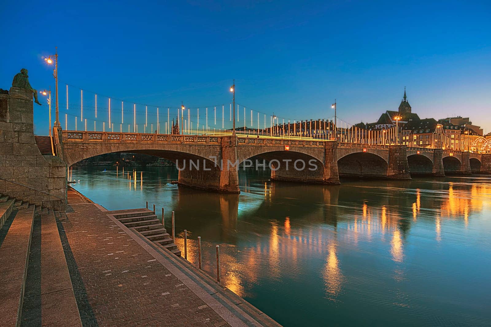 Middle bridge decorated in a night