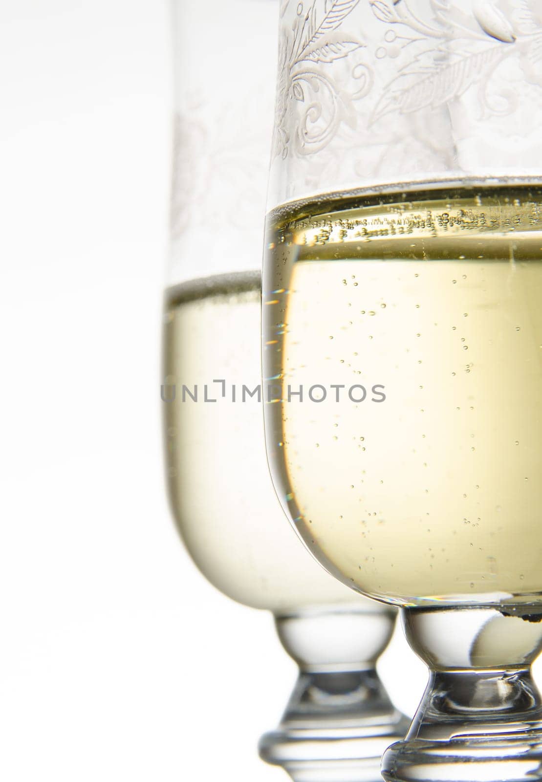 Close up of two glasses of champagne