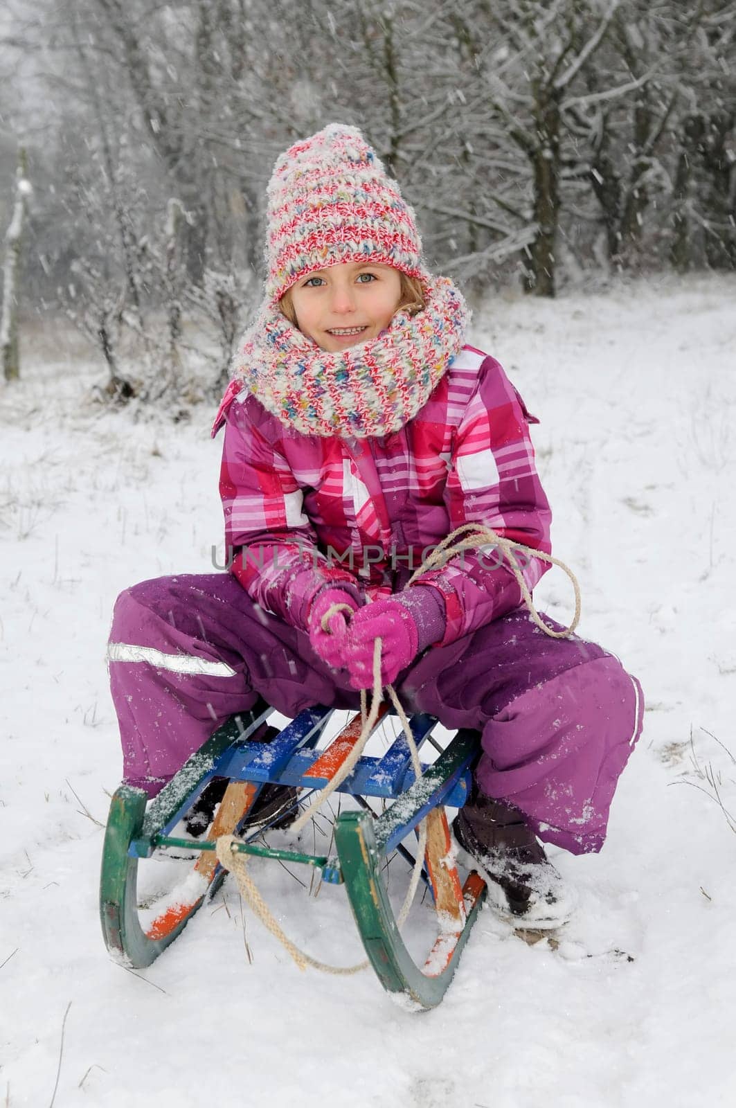 Girl with sledge