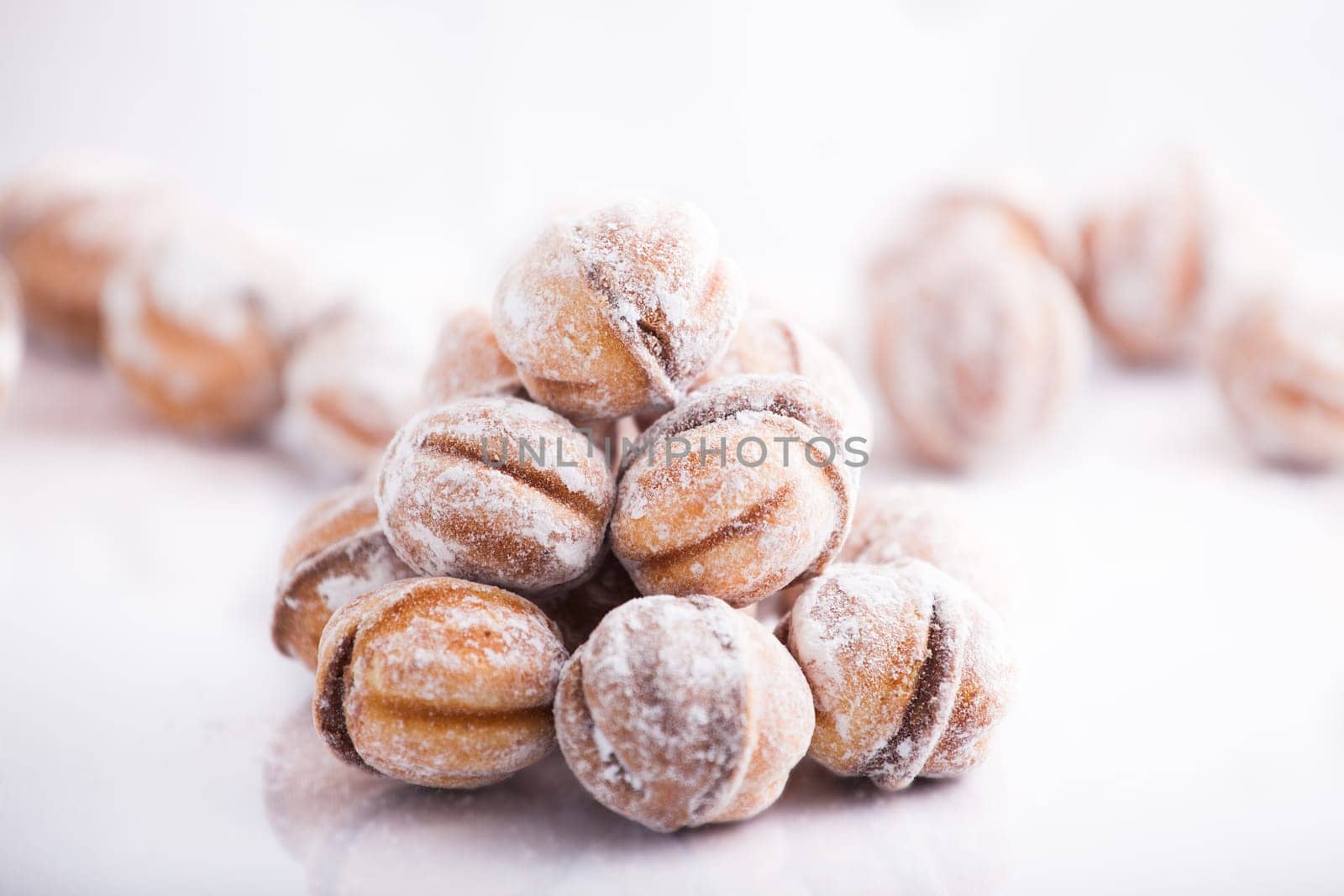 Romanian cookies, homemade, over white background.