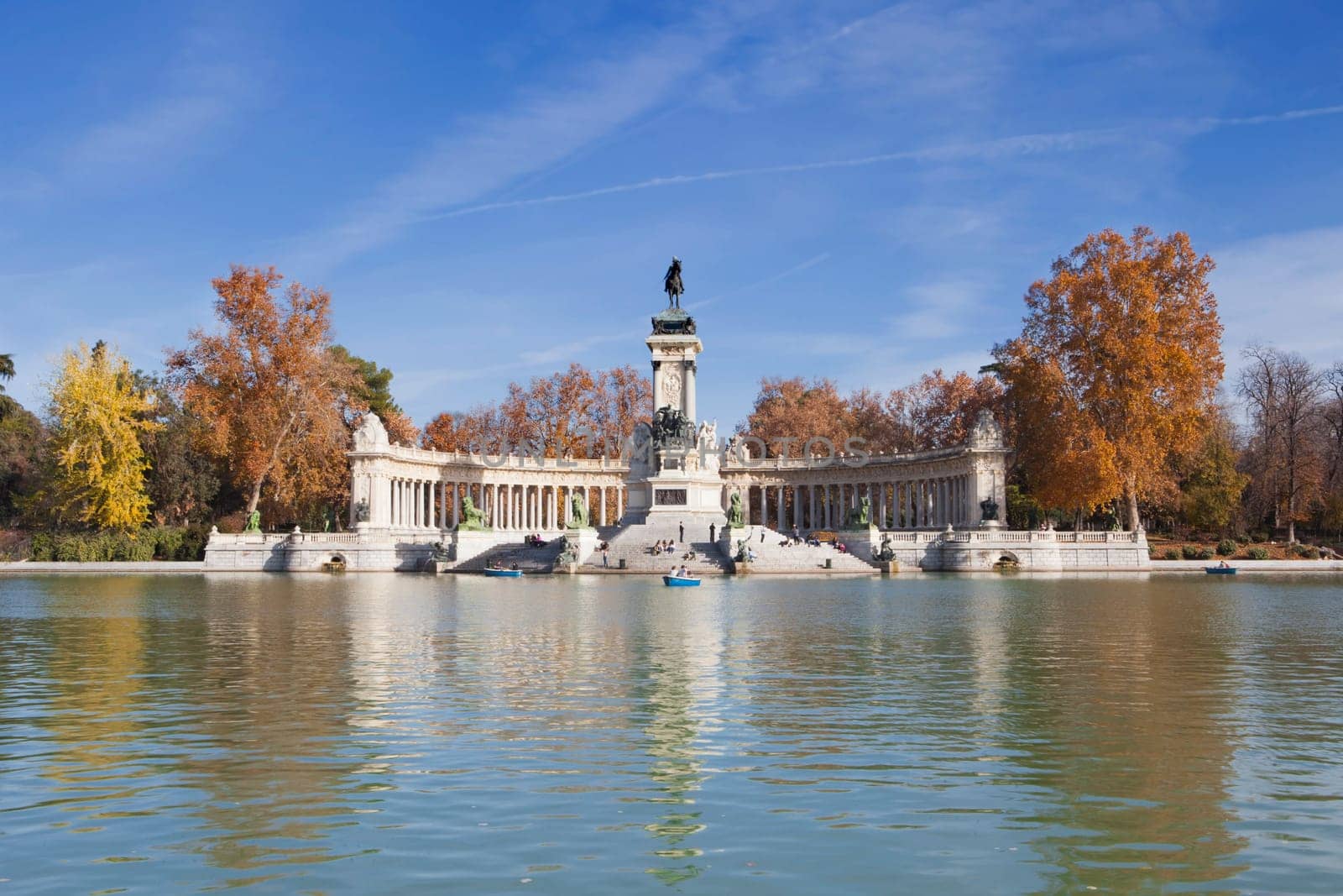 Monument to King Alfonso XII at famous retiro park, Madrid, Spain