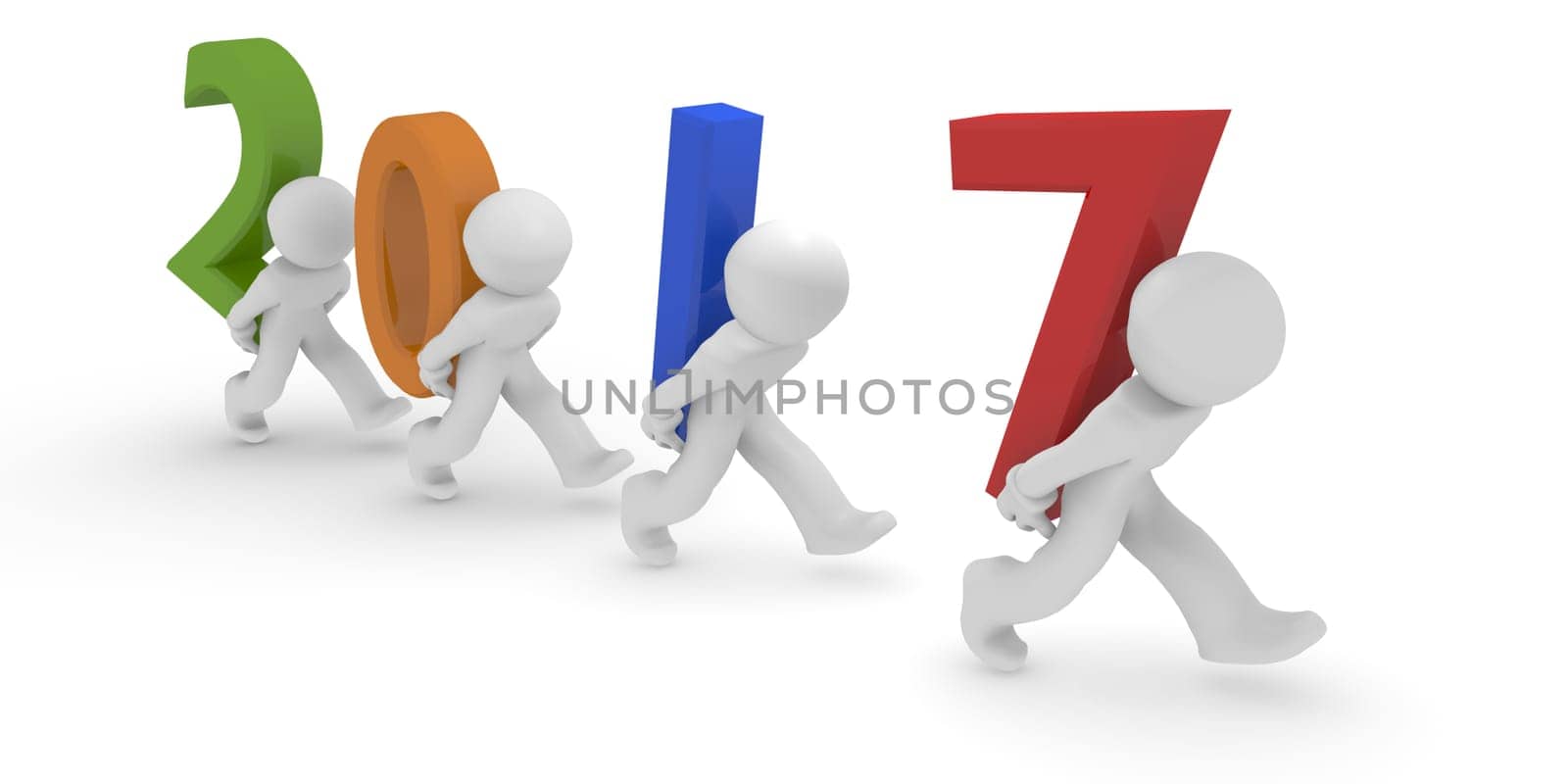 colorful teamwork 2017 on a white background 3d concept