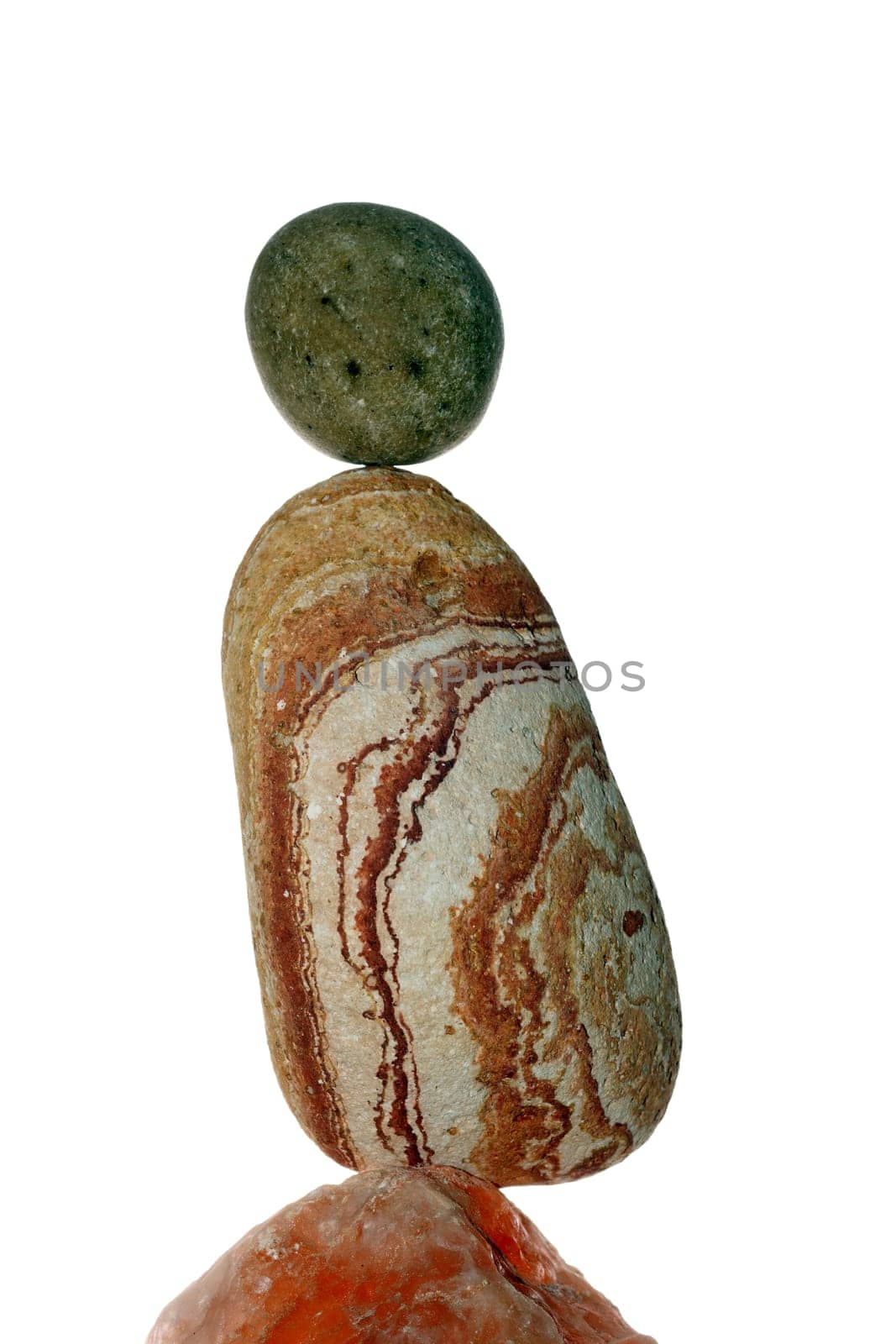 Details of a stone balance isolated on white background.