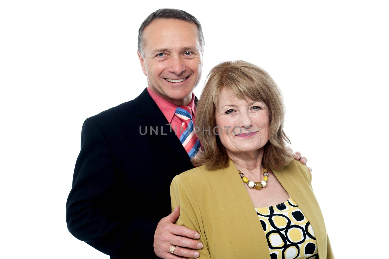 Wonderful business man posing behind a woman