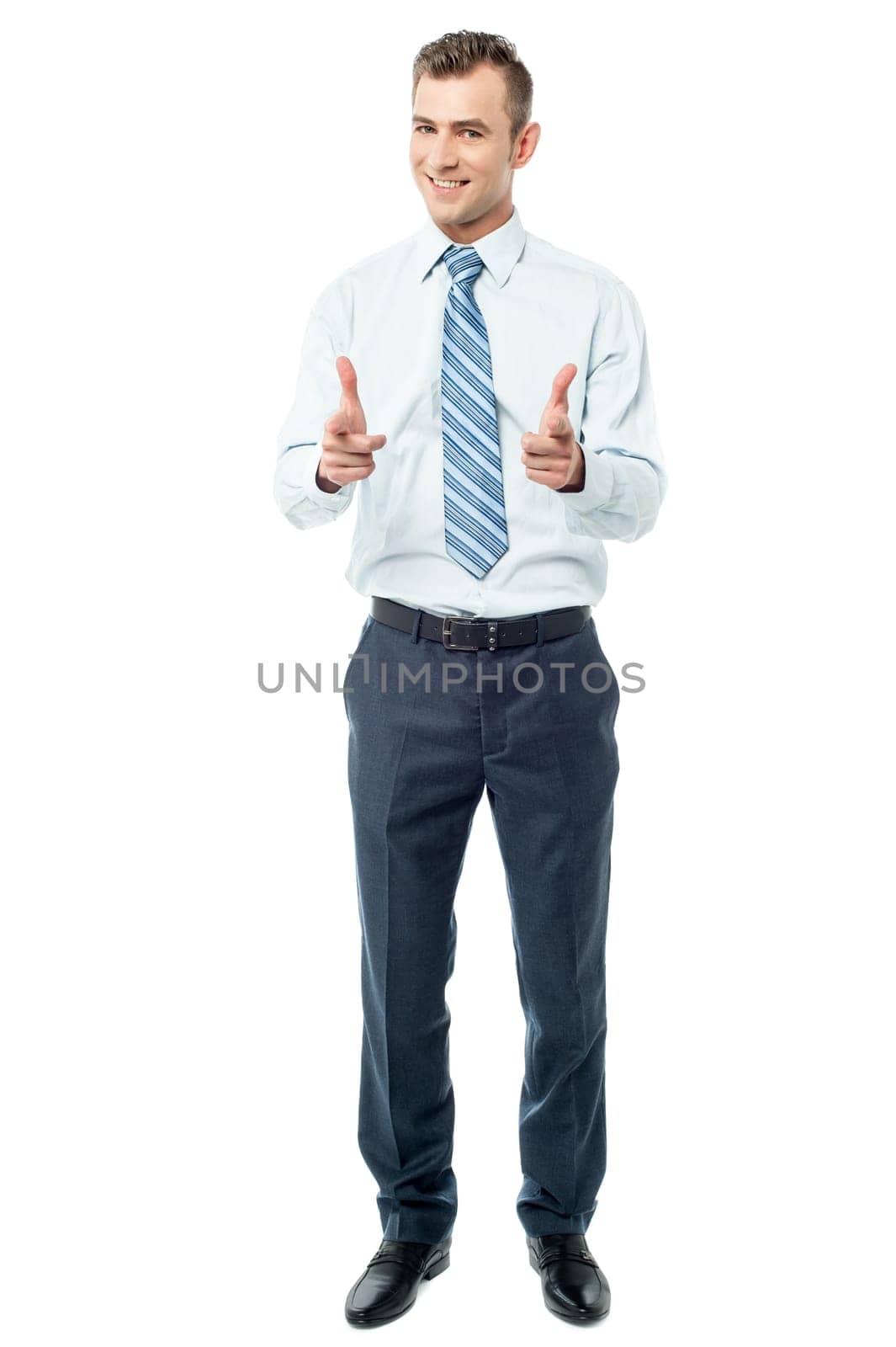Full length image of a entrepreneur gesturing with his finger