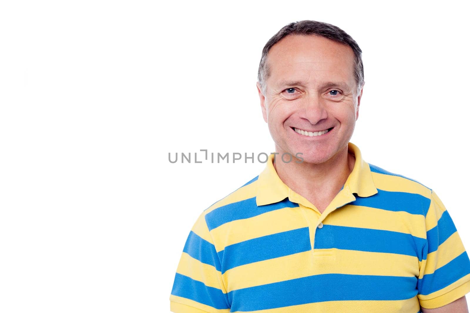 Picture of a happy old man over white