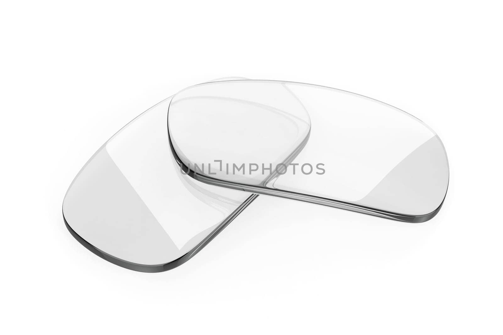 Pair of eyeglasses lens on white background