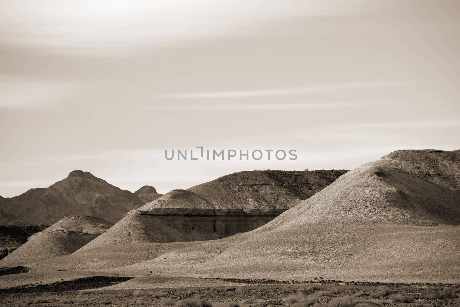 Sand-shaped bright and round rock formations in the Mojave Desert between Baker and Shoshone.
