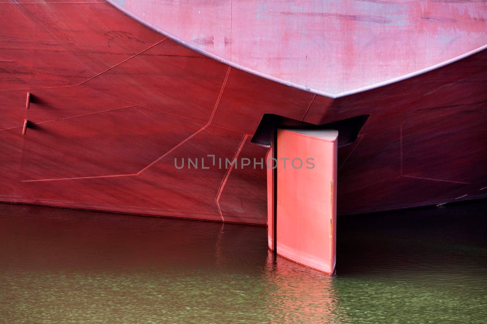 Rudder of a red ship