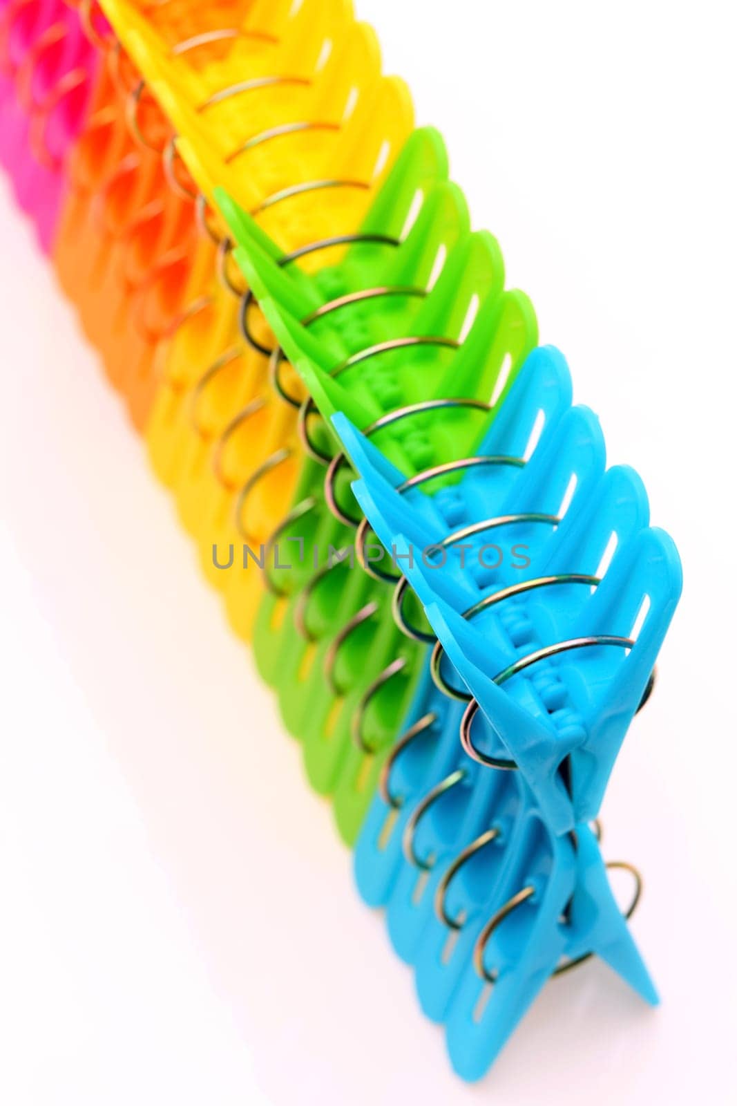 Colorful plastic clothespins
