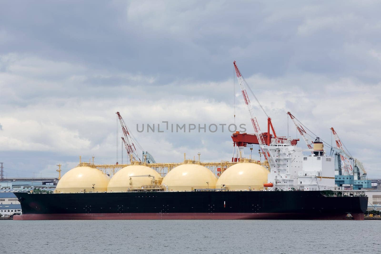 view of cargo ship docked in the port