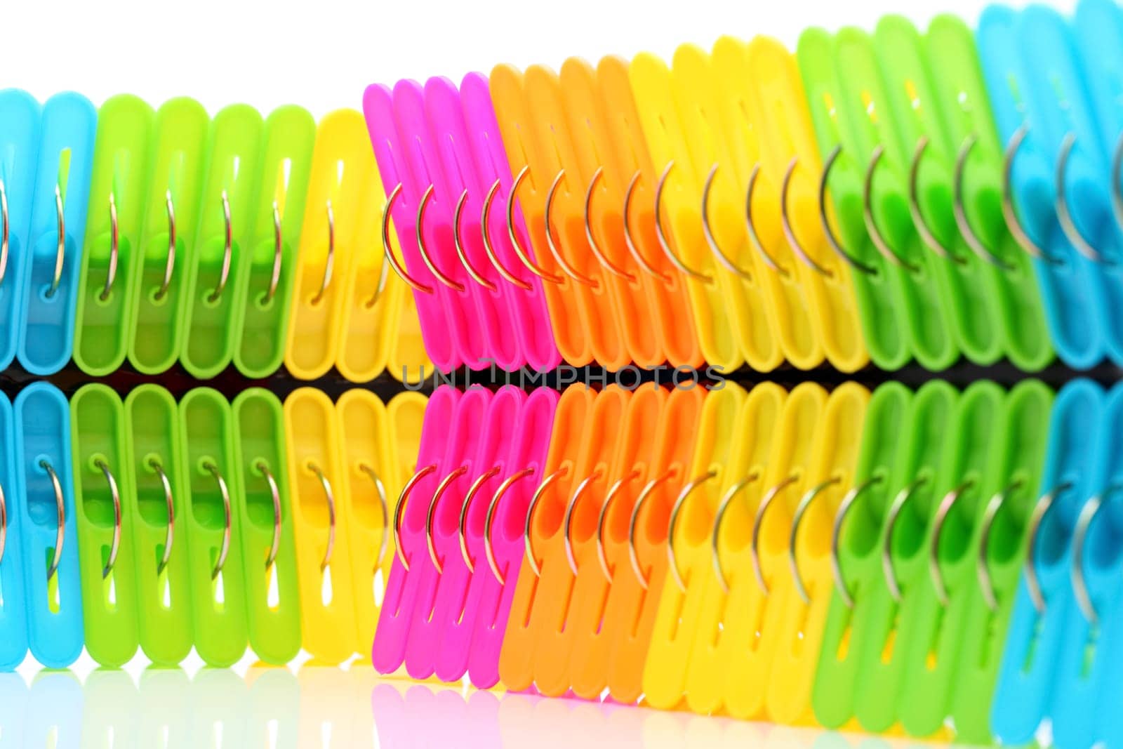 Colorful plastic clothespins