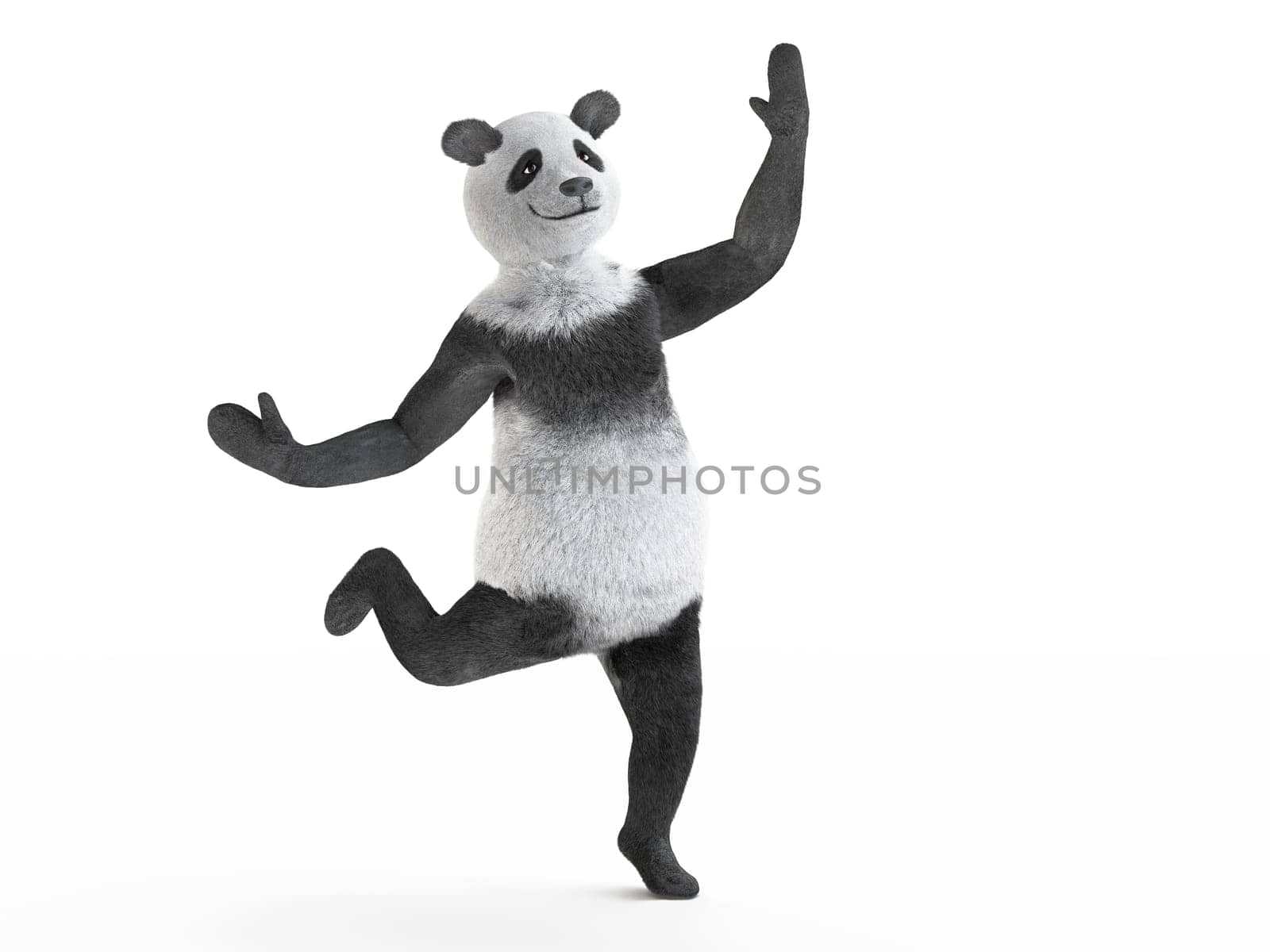 cheerful cool hip-hop character panda in dance isolated on white background.