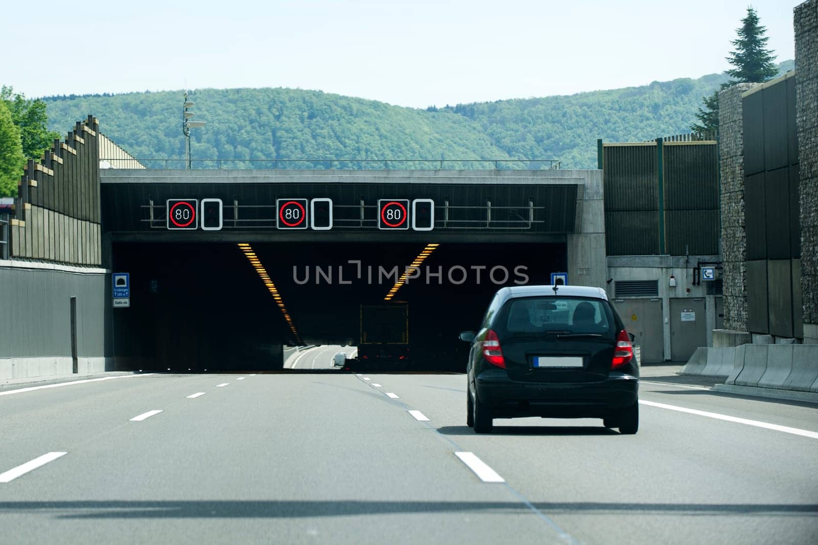Motorway tunnel on the A8 near Gruibingen in Germany