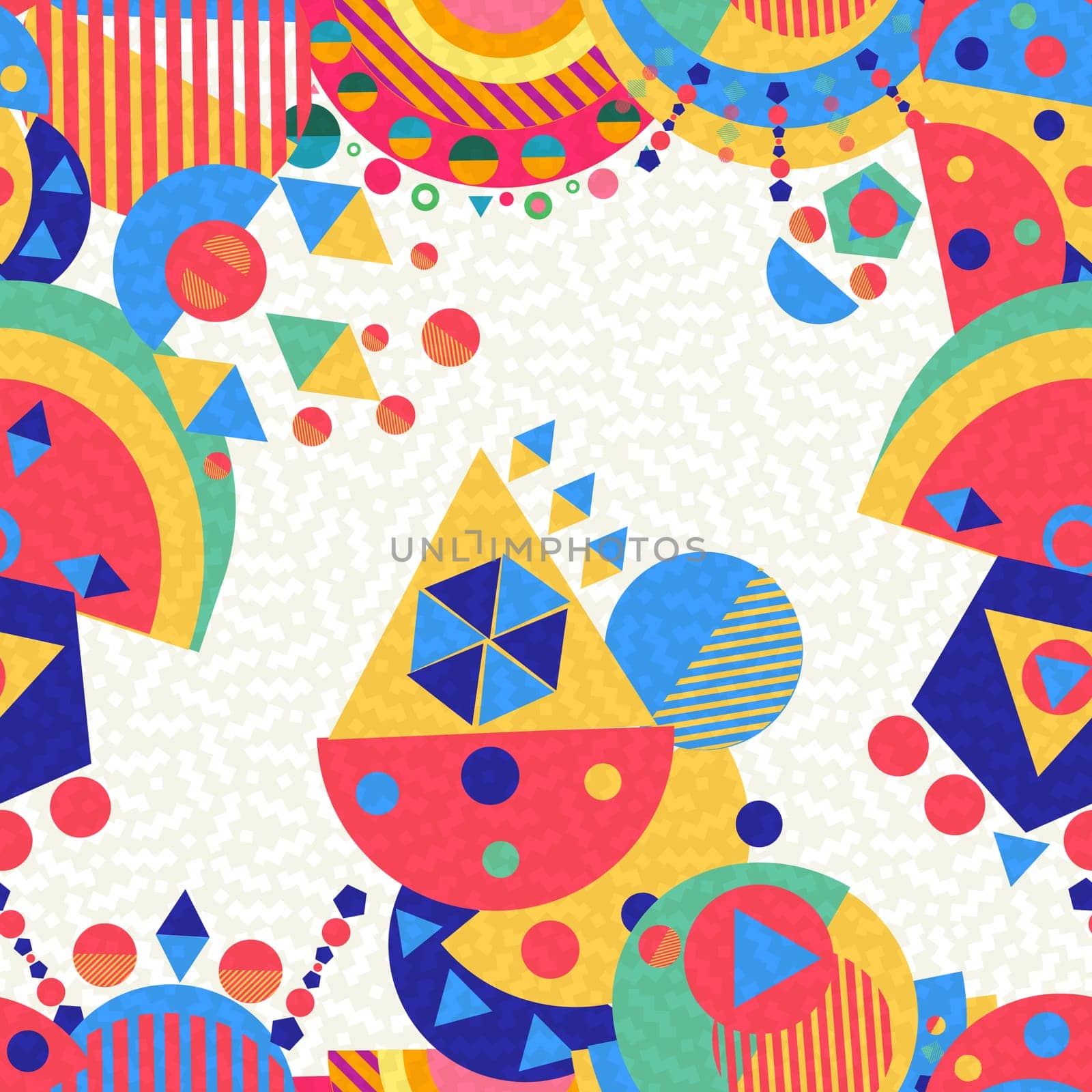 Colorful geometric seamless pattern background, abstract shapes in multicolor modern style. EPS10 vector.