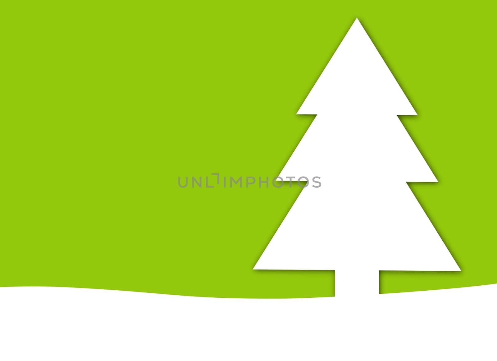 Christmas card light green with fir tree