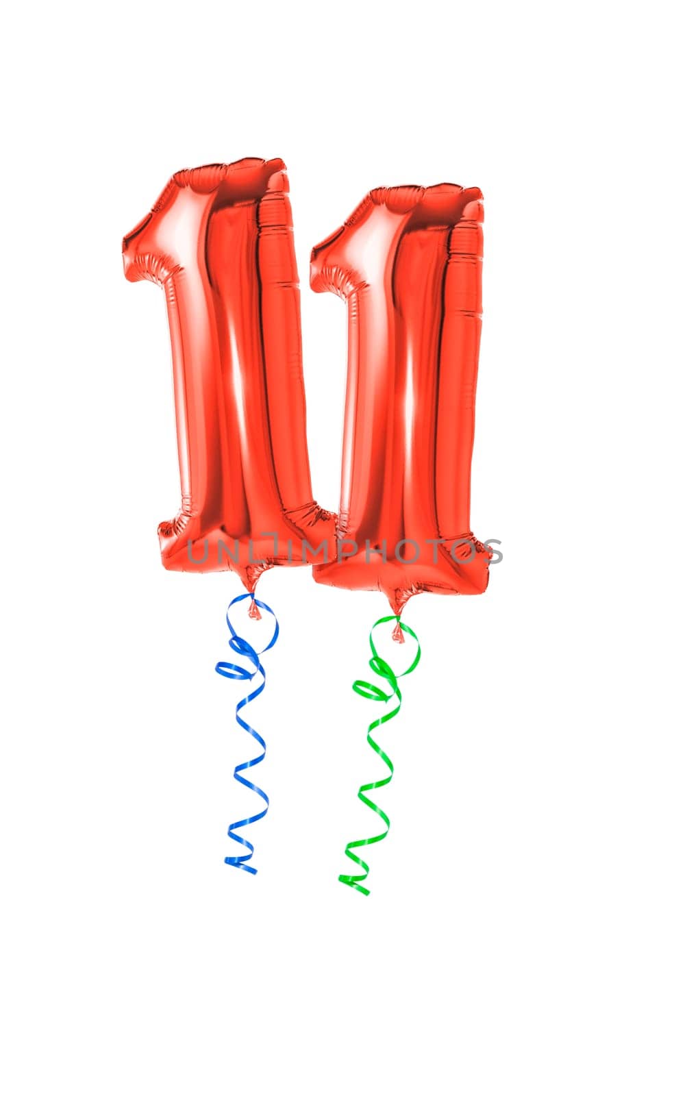 Red balloons with gift ribbon - number 11