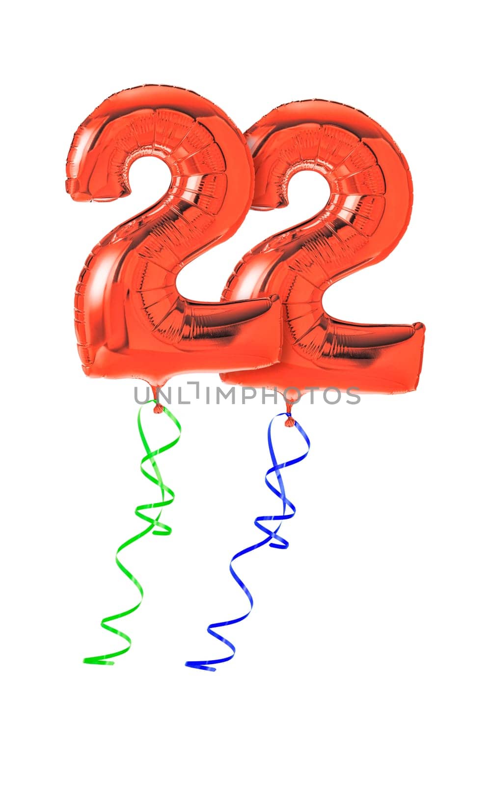 Red balloons with gift ribbon - number 22