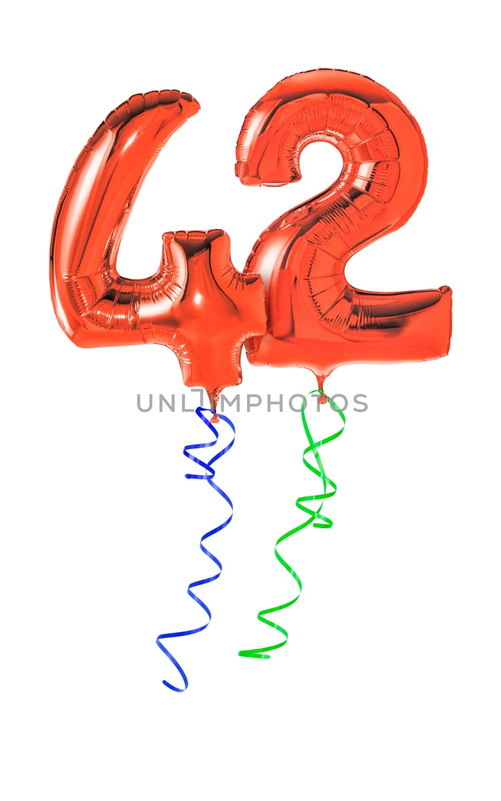 Red balloons with gift ribbon - number 42