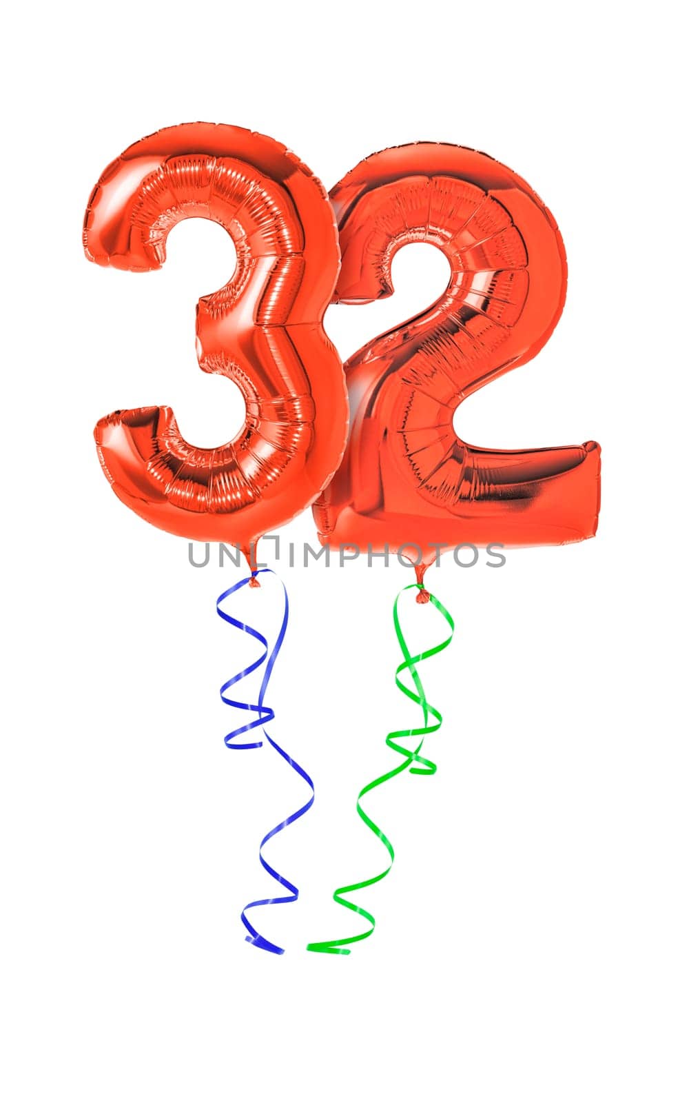 Red balloons with gift ribbon - number 32
