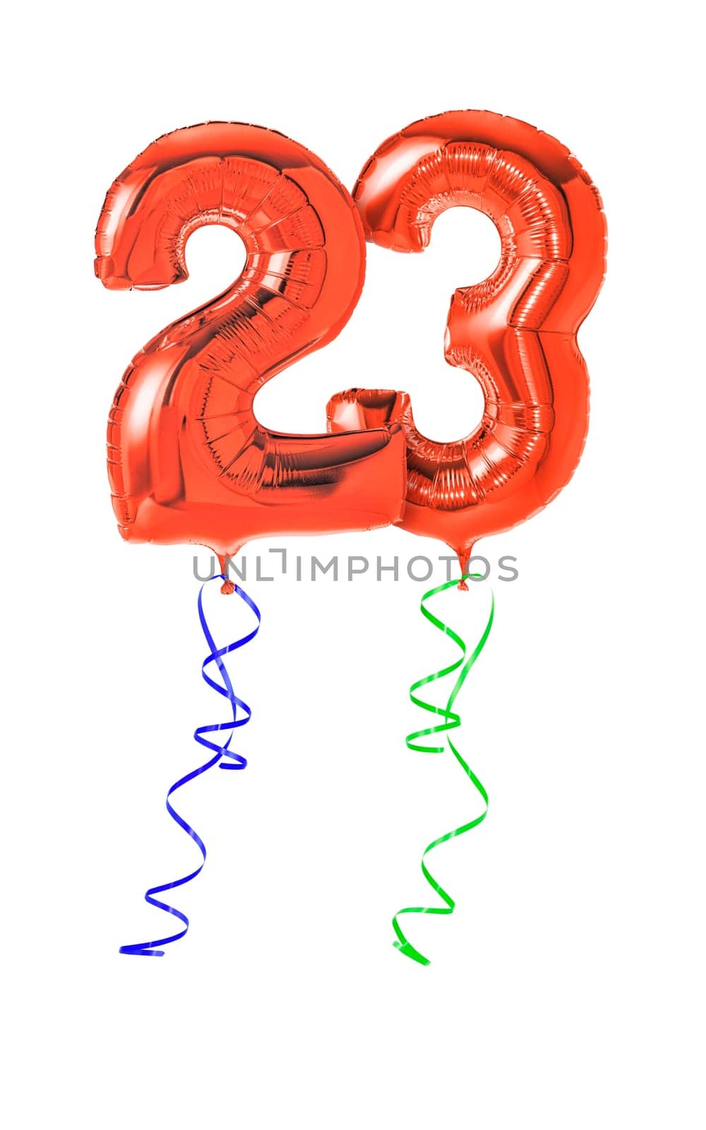 Red balloons with gift ribbon - number 23