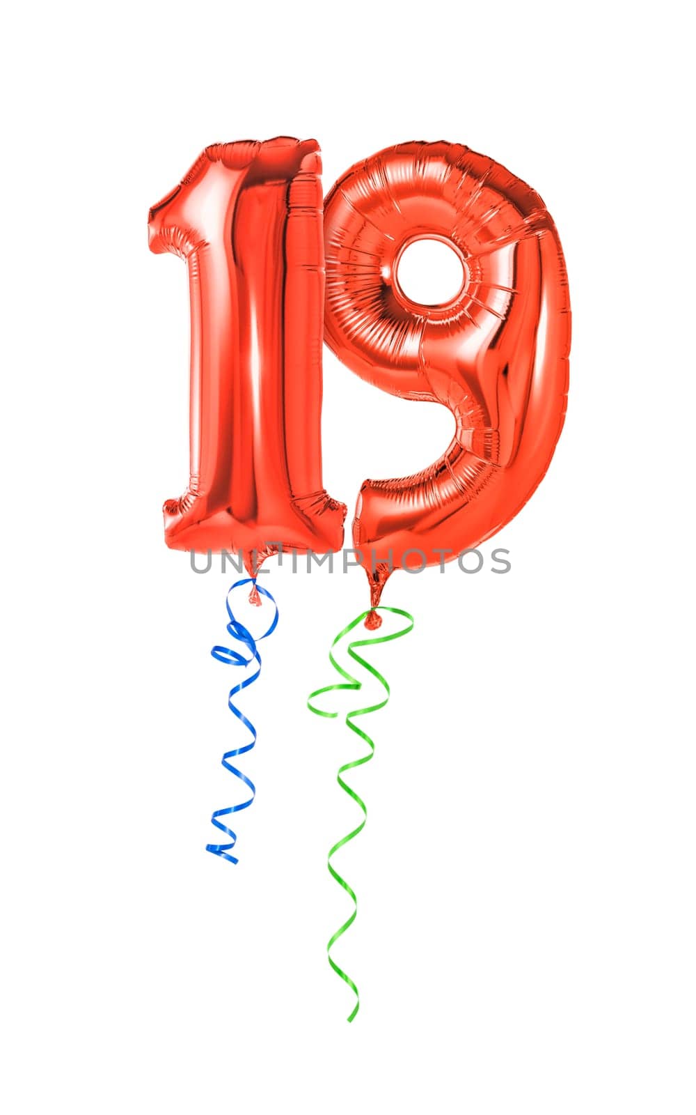 Red balloons with gift ribbon - number 19