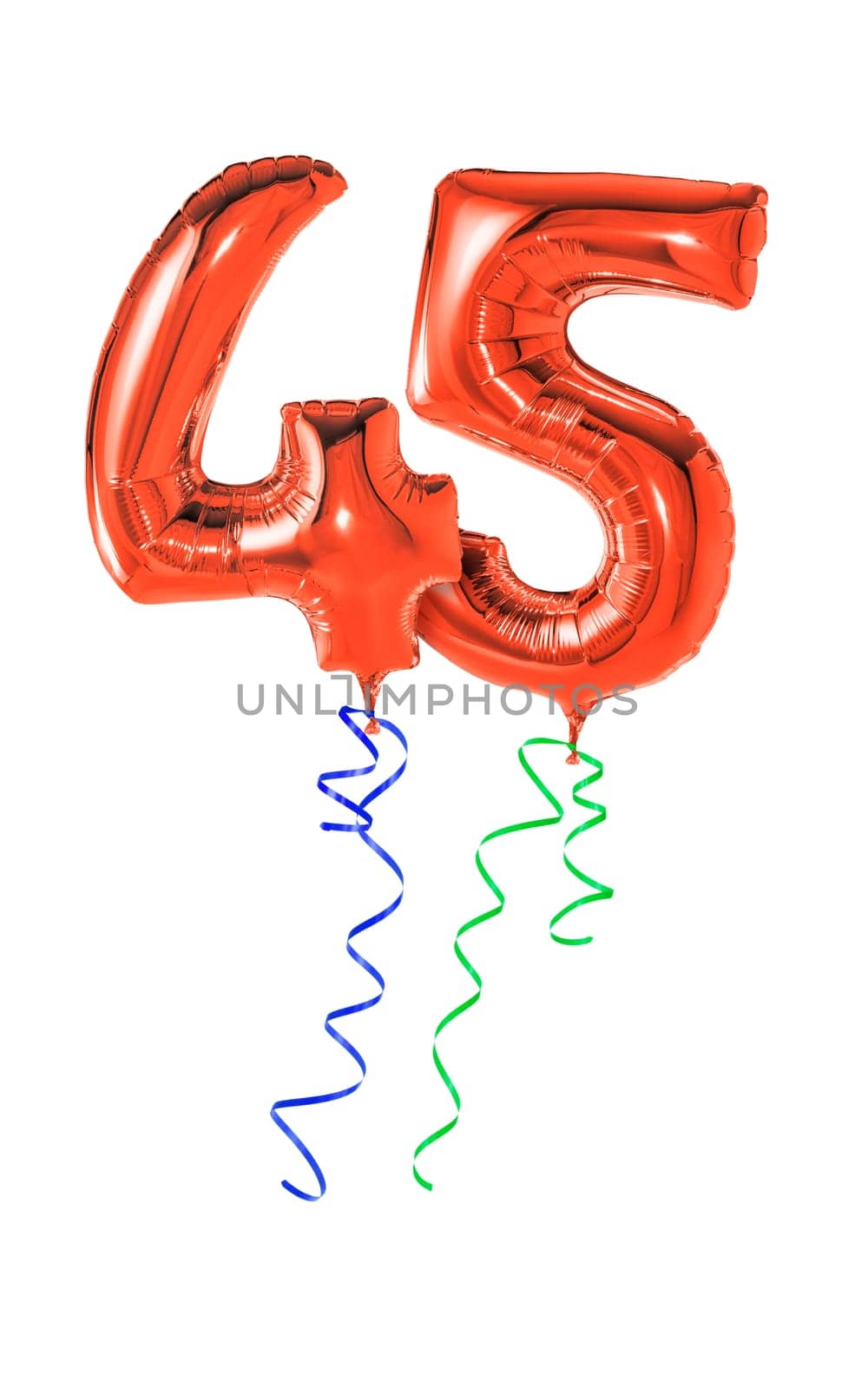 Red balloons with gift ribbon - number 45