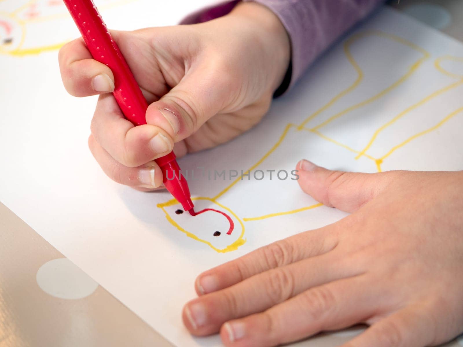 Child paints a picture