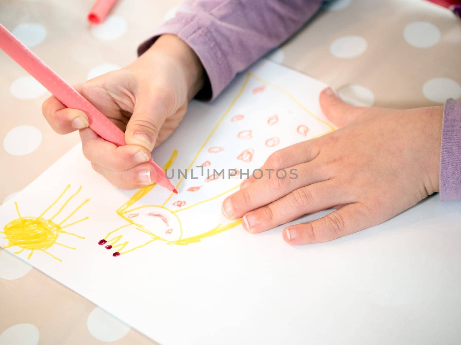 Child paints a picture