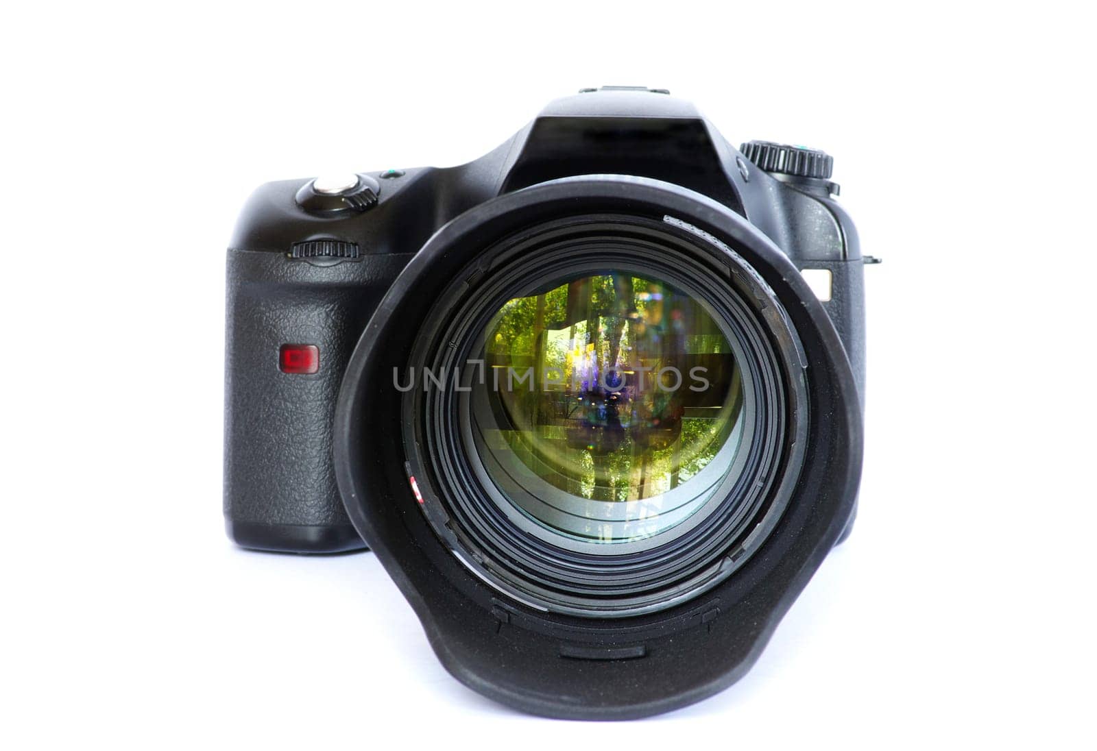 black digital camera isolated on white