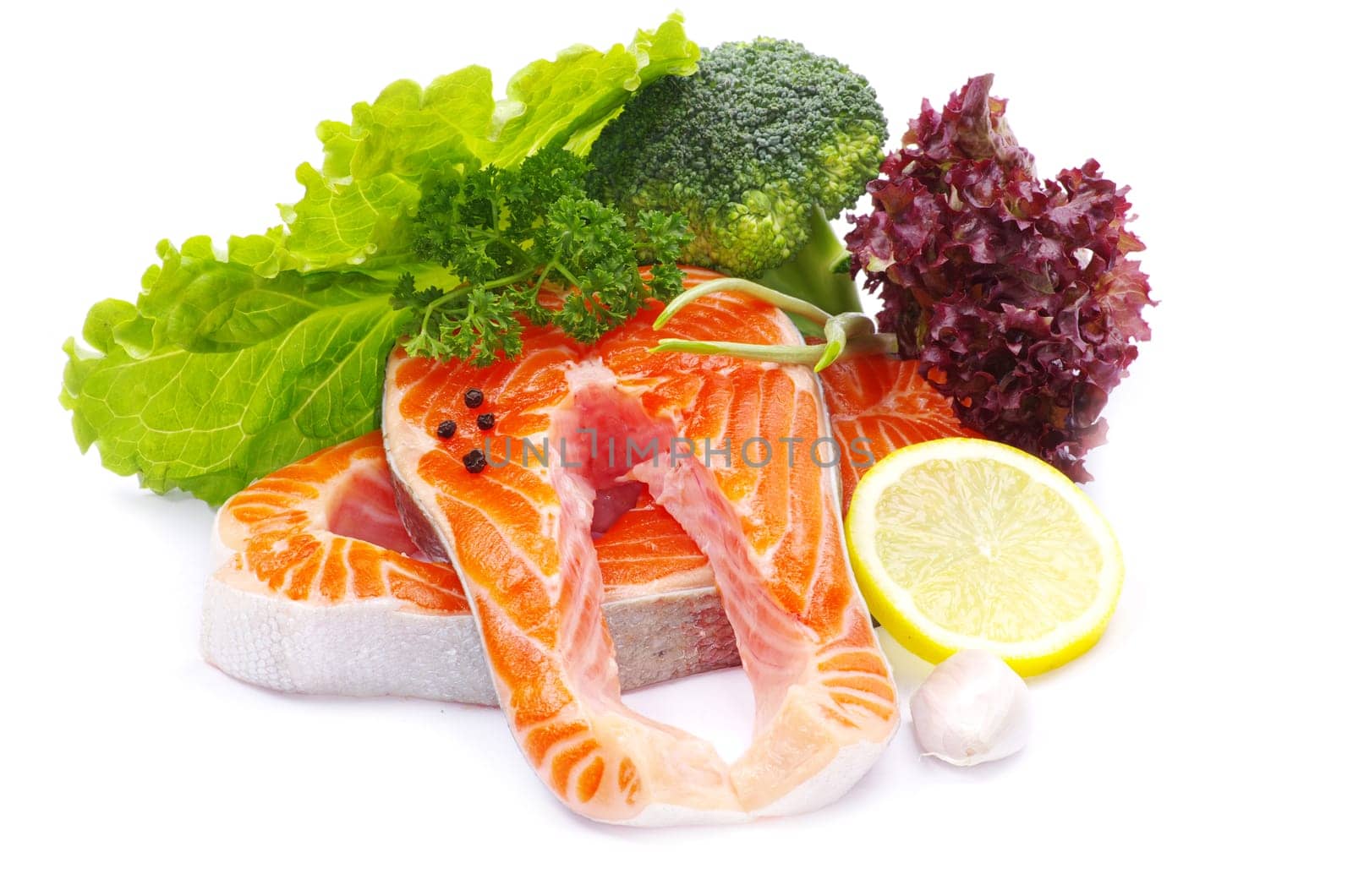 raw salmon isolated on white
